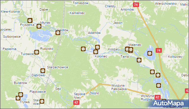 mapa Kołoniec, Kołoniec na mapie Targeo