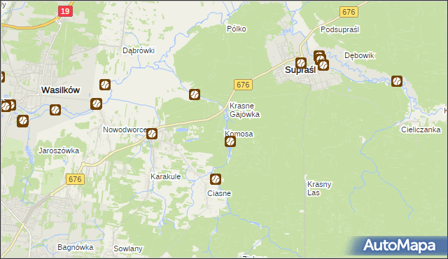 mapa Komosa, Komosa na mapie Targeo