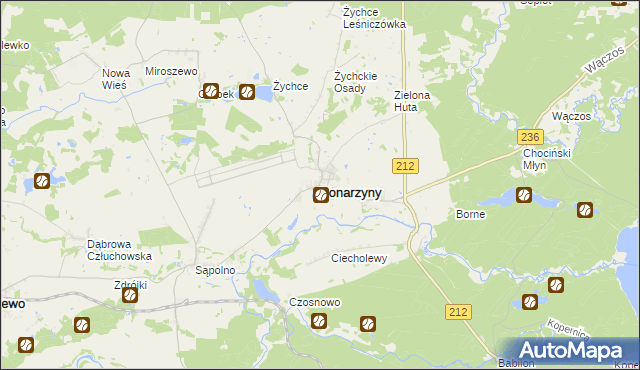 mapa Konarzyny powiat chojnicki, Konarzyny powiat chojnicki na mapie Targeo