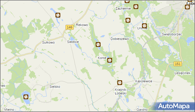 mapa Konie gmina Radowo Małe, Konie gmina Radowo Małe na mapie Targeo