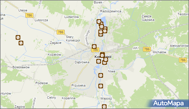 mapa Koniecpol, Koniecpol na mapie Targeo