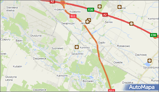 mapa Koninko, Koninko na mapie Targeo