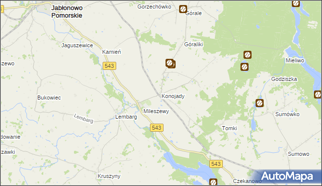 mapa Konojady, Konojady na mapie Targeo