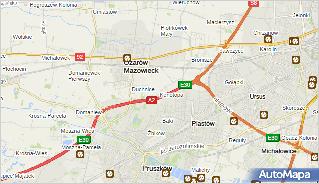 mapa Konotopa gmina Ożarów Mazowiecki, Konotopa gmina Ożarów Mazowiecki na mapie Targeo