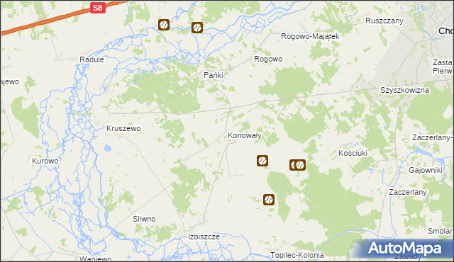 mapa Konowały, Konowały na mapie Targeo