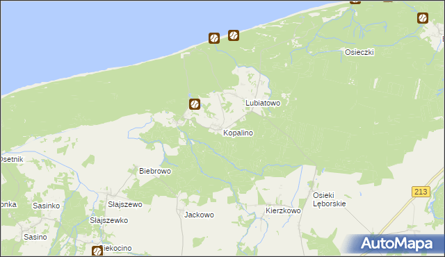 mapa Kopalino, Kopalino na mapie Targeo