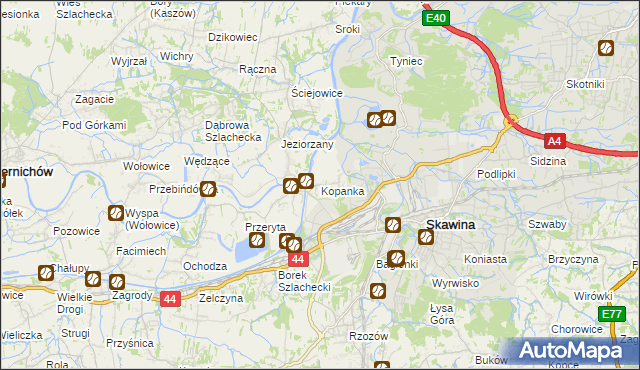 mapa Kopanka gmina Skawina, Kopanka gmina Skawina na mapie Targeo