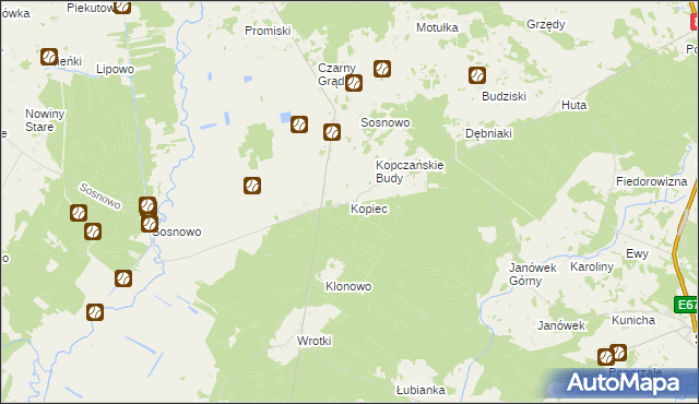 mapa Kopiec gmina Sztabin, Kopiec gmina Sztabin na mapie Targeo