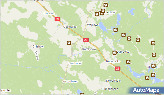 mapa Korczyców, Korczyców na mapie Targeo