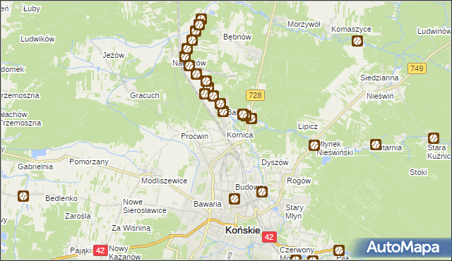 mapa Kornica, Kornica na mapie Targeo