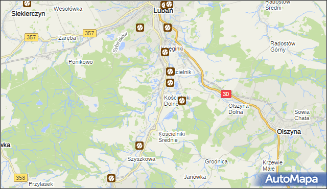 mapa Kościelniki Dolne, Kościelniki Dolne na mapie Targeo