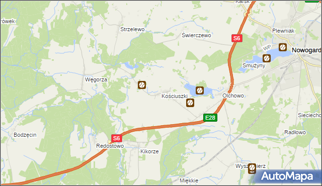 mapa Kościuszki gmina Osina, Kościuszki gmina Osina na mapie Targeo