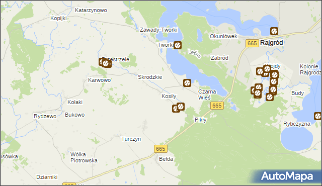 mapa Kosiły, Kosiły na mapie Targeo