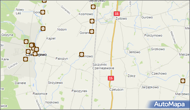 mapa Kosowo gmina Czerniejewo, Kosowo gmina Czerniejewo na mapie Targeo