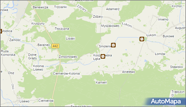 mapa Koszelewska Łąka, Koszelewska Łąka na mapie Targeo