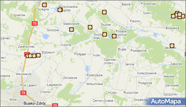 mapa Kotki gmina Busko-Zdrój, Kotki gmina Busko-Zdrój na mapie Targeo