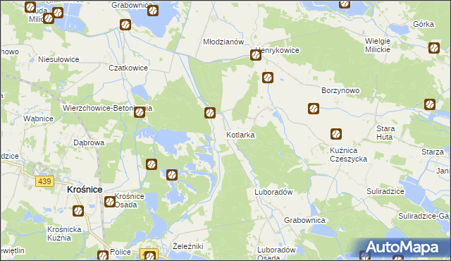 mapa Kotlarka gmina Krośnice, Kotlarka gmina Krośnice na mapie Targeo