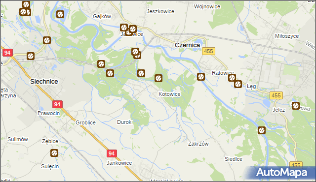 mapa Kotowice gmina Siechnice, Kotowice gmina Siechnice na mapie Targeo