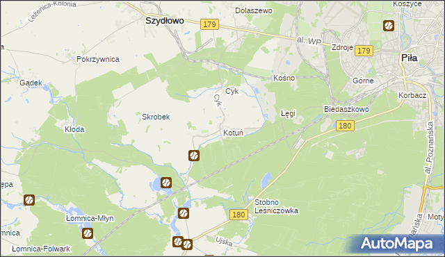 mapa Kotuń gmina Szydłowo, Kotuń gmina Szydłowo na mapie Targeo