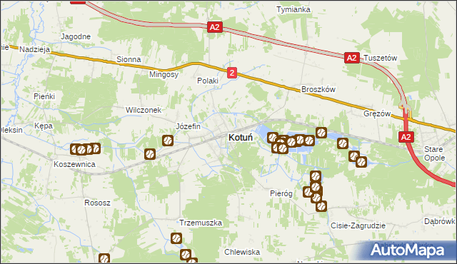 mapa Kotuń powiat siedlecki, Kotuń powiat siedlecki na mapie Targeo