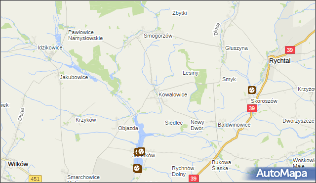 mapa Kowalowice, Kowalowice na mapie Targeo