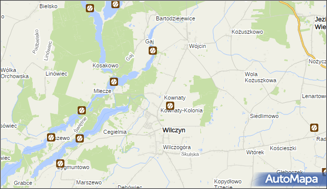 mapa Kownaty gmina Wilczyn, Kownaty gmina Wilczyn na mapie Targeo