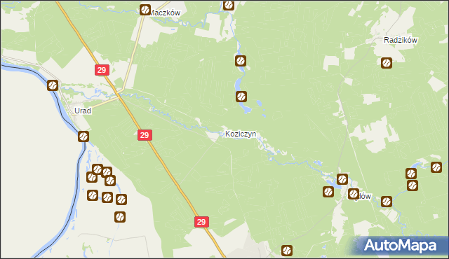 mapa Koziczyn gmina Cybinka, Koziczyn gmina Cybinka na mapie Targeo