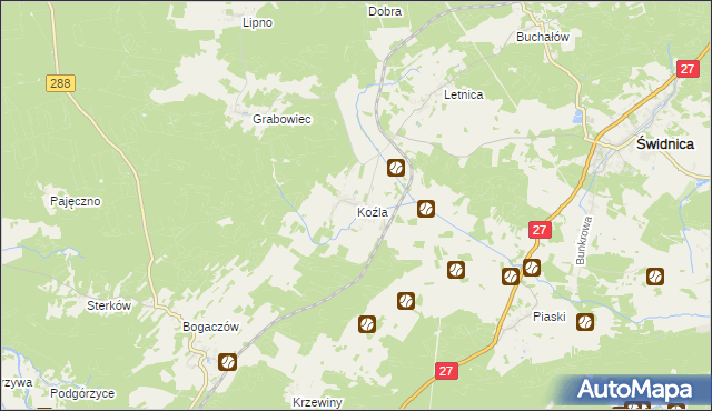 mapa Koźla, Koźla na mapie Targeo