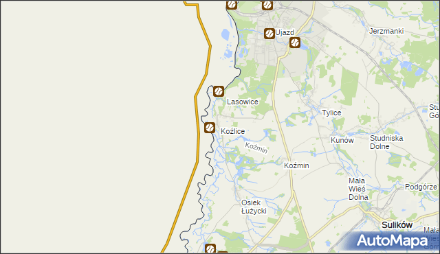 mapa Koźlice gmina Zgorzelec, Koźlice gmina Zgorzelec na mapie Targeo