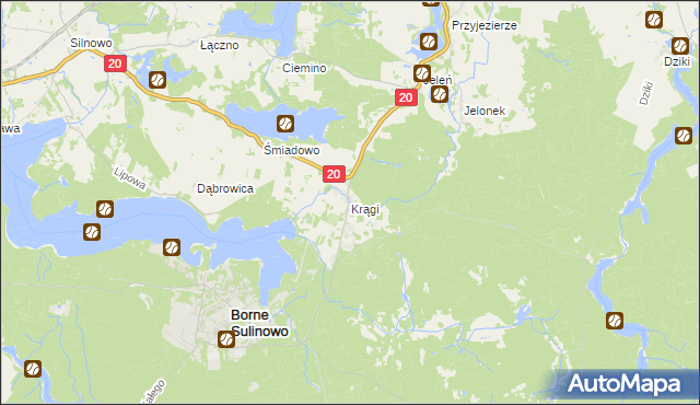 mapa Krągi, Krągi na mapie Targeo