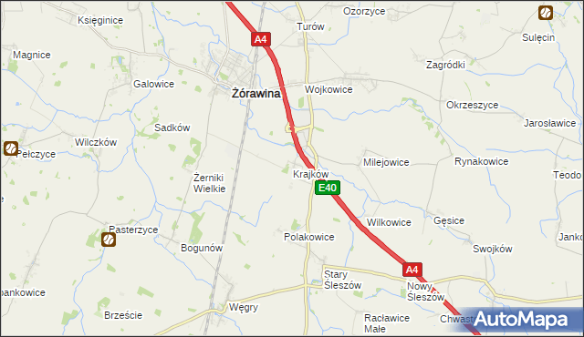 mapa Krajków gmina Żórawina, Krajków gmina Żórawina na mapie Targeo