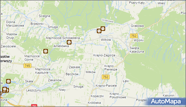 mapa Krajno-Zagórze, Krajno-Zagórze na mapie Targeo