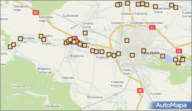 mapa Krasków gmina Kluczbork, Krasków gmina Kluczbork na mapie Targeo