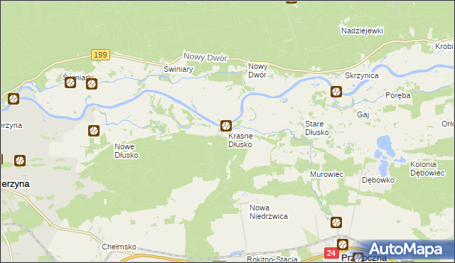 mapa Krasne Dłusko, Krasne Dłusko na mapie Targeo