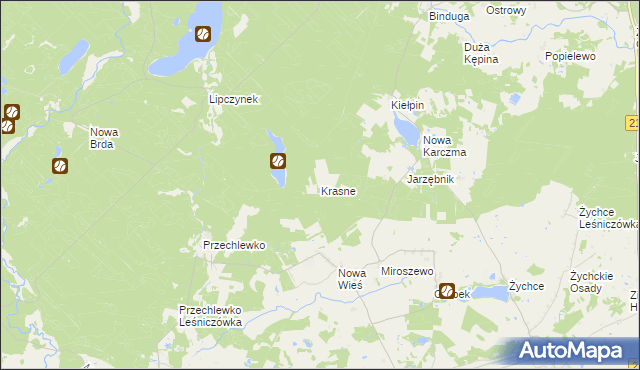 mapa Krasne gmina Przechlewo, Krasne gmina Przechlewo na mapie Targeo