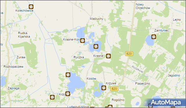 mapa Krasne gmina Uścimów, Krasne gmina Uścimów na mapie Targeo