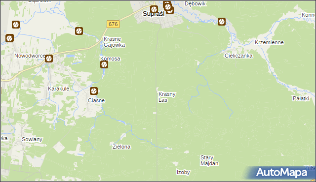 mapa Krasny Las, Krasny Las na mapie Targeo