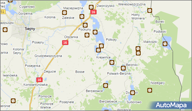 mapa Krejwińce, Krejwińce na mapie Targeo