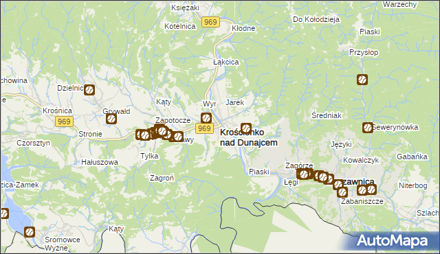 mapa Krościenko nad Dunajcem, Krościenko nad Dunajcem na mapie Targeo