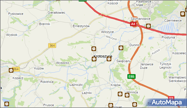 mapa Krotoszyce, Krotoszyce na mapie Targeo