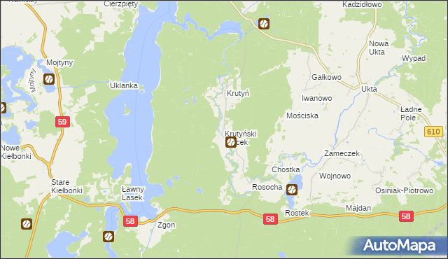 mapa Krutyński Piecek, Krutyński Piecek na mapie Targeo