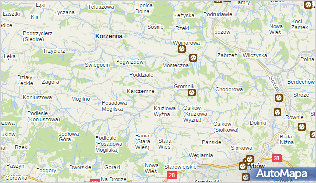 mapa Krużlowa Niżna, Krużlowa Niżna na mapie Targeo