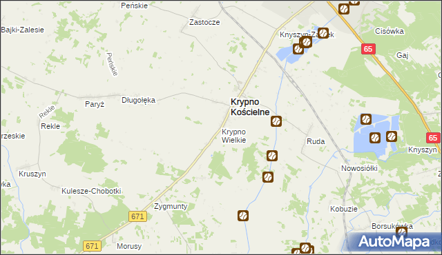 mapa Krypno Wielkie, Krypno Wielkie na mapie Targeo