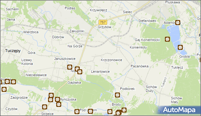 mapa Krzczonowice gmina Staszów, Krzczonowice gmina Staszów na mapie Targeo
