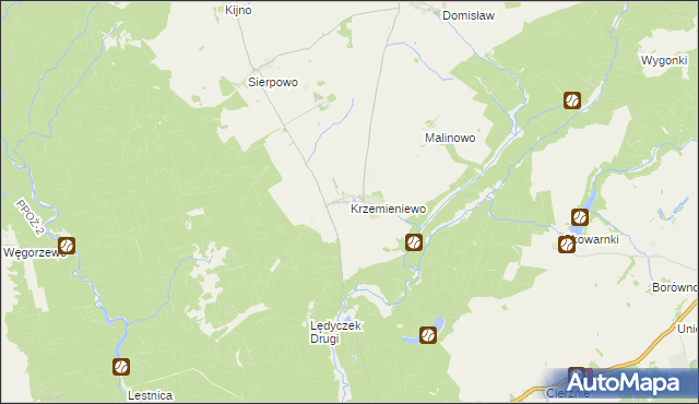 mapa Krzemieniewo gmina Czarne, Krzemieniewo gmina Czarne na mapie Targeo