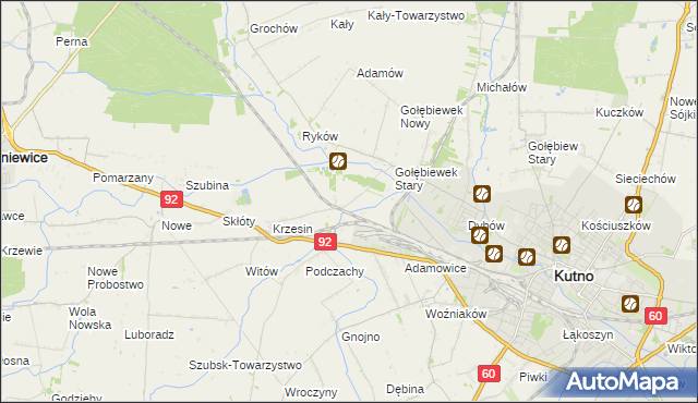 mapa Krzesinówek, Krzesinówek na mapie Targeo