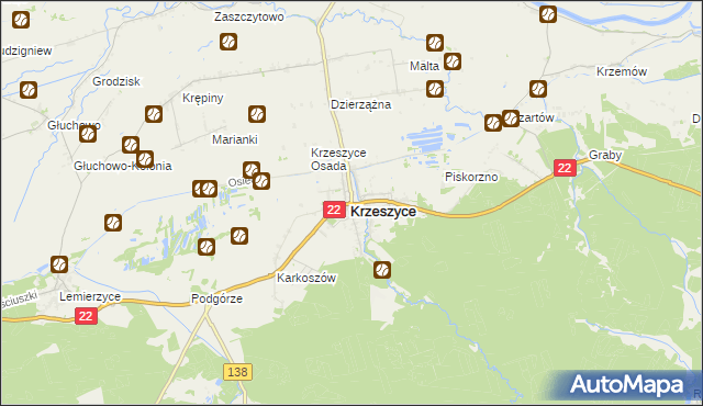 mapa Krzeszyce, Krzeszyce na mapie Targeo