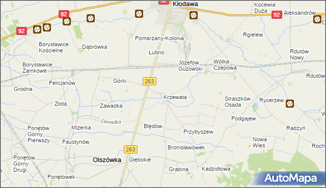 mapa Krzewata, Krzewata na mapie Targeo