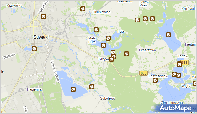 mapa Krzywe gmina Suwałki, Krzywe gmina Suwałki na mapie Targeo