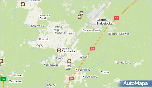 mapa Krzyżyk gmina Czarna Białostocka, Krzyżyk gmina Czarna Białostocka na mapie Targeo